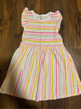 H&M Girls’ Short Flutter Sleeve Striped Dress - 4-6Y